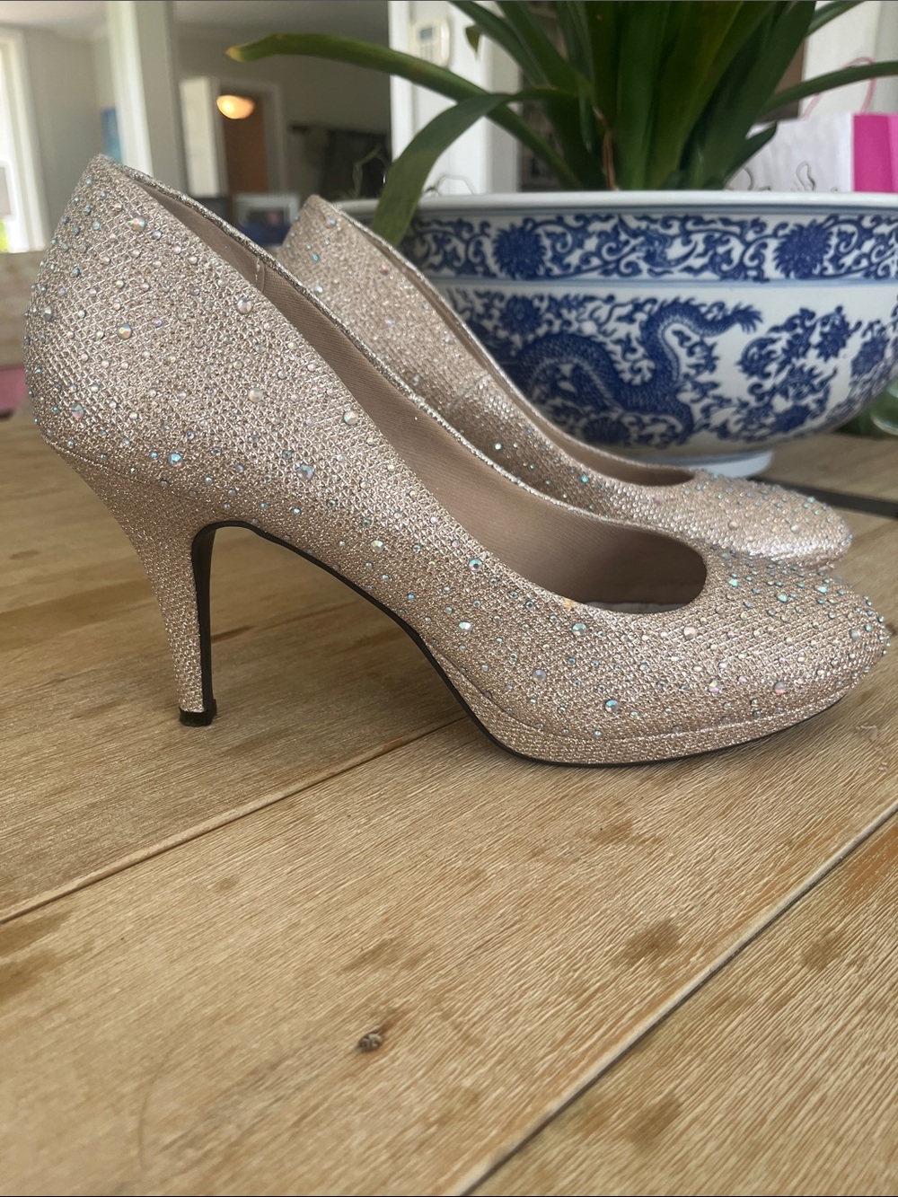 Sparkling Nude Glitter Stiletto Pumps